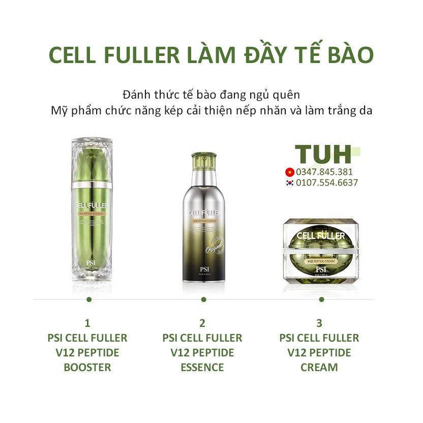 Bộ 3 nước thần Psi Cell Fuller v12 peptide dưỡng da chuyên sâu Pion Tech
