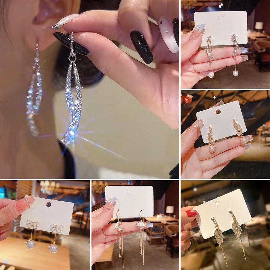 Đôi Khuyên Tai Dài Tua Rua Thời Trang Cho Nữ