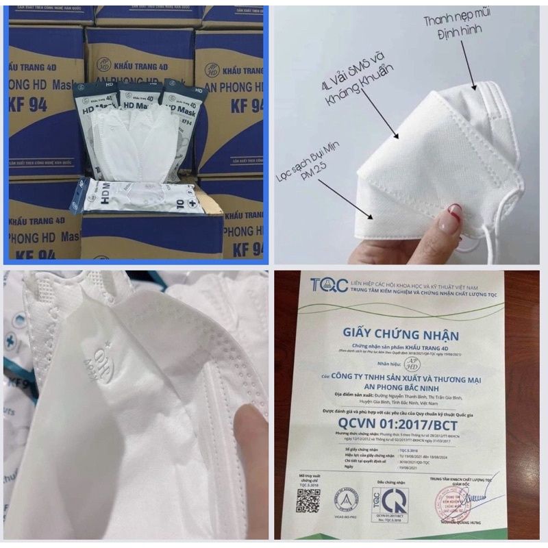 KHẨU TRANG KF94 4D KHÁNG KHUẨN CHỐNG BỤI MỊN CAO CẤP