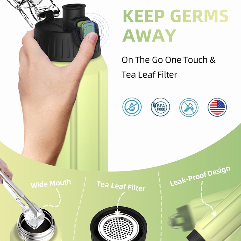 FJbottle Bình nước xe đạp thể thao bằng Hợp kim nhôm 600ml Gradient Green màu xanh lá FJ002