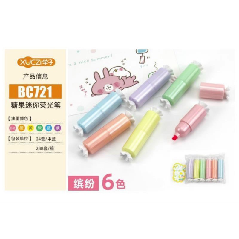 Bút dạ quang hightlight mini vỉ 6 màu