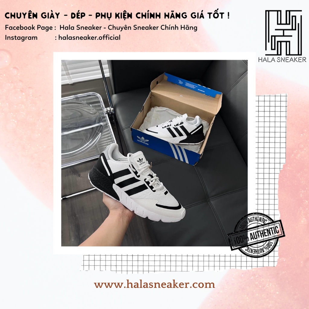 Giày Adidas Chính Hãng ZX 1K Boost White Black FX6510 - Giày Thể Thao Nam Trắng Đen Authentic Sneaker - Halasneaker.com