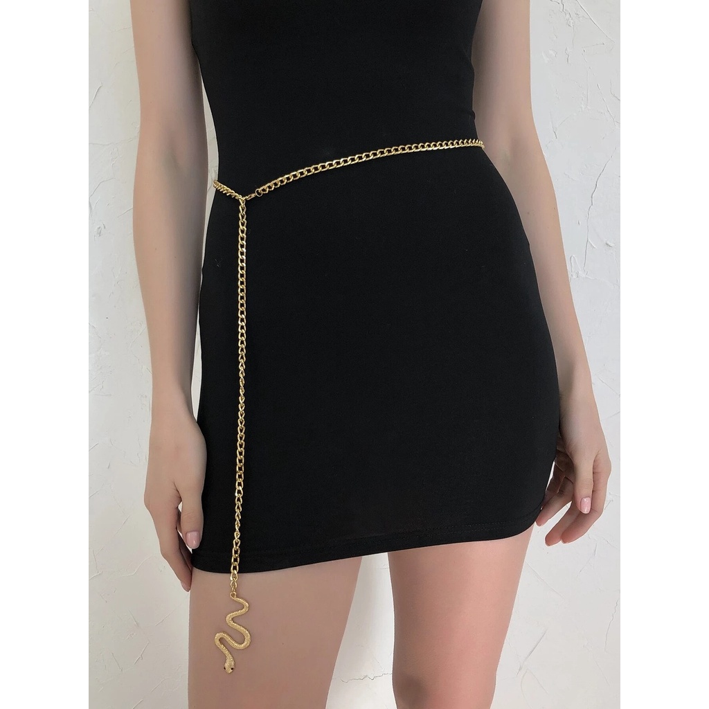 Đai xích váy màu vàng gợi cảm sexy trang trí tròn