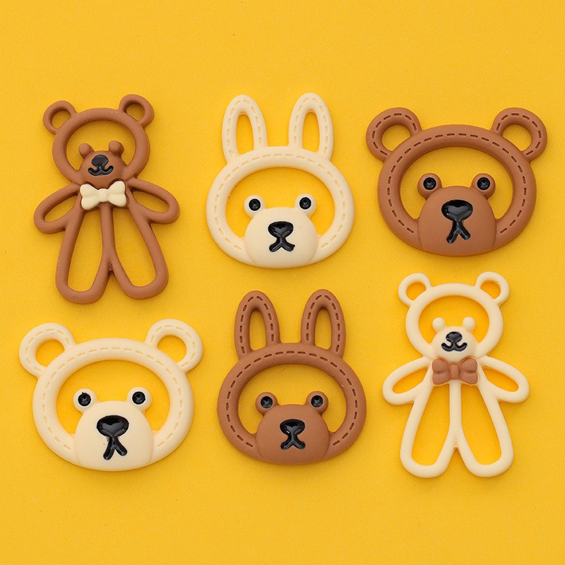 Charm (C277) slime/ Dụng Cụ Charm Trang Trí [Ko Keo &amp; Nút] Hình Gấu Màu Kem &amp; Socola (2.2x2.7cm)