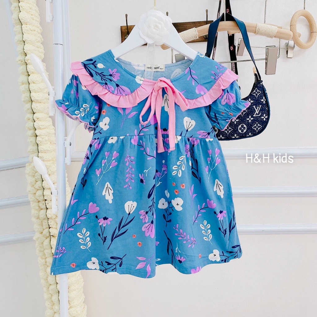 Váy bé gái-Đầm bé gái cotton xuất, Minky Mom chính hãng-hoạ tiết đáng yêu cho bé gái