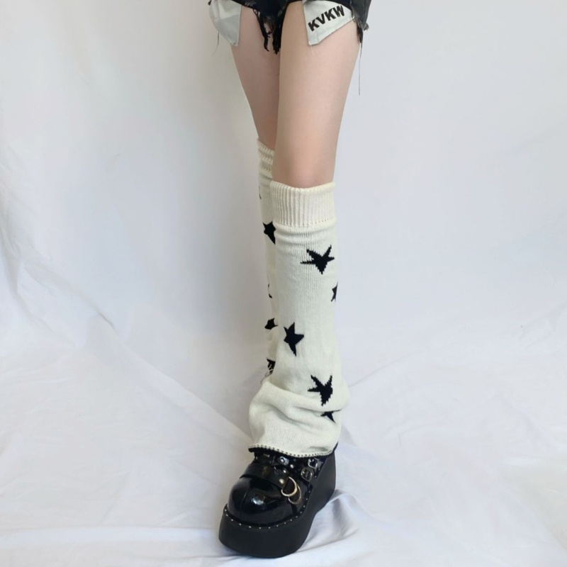 Xiangbao Vớ Dệt Kim Giữ Ấm Chân Ống Loe Hình Ngôi Sao Phong Cách Gothic Punk Đường Phố Cho Nữ