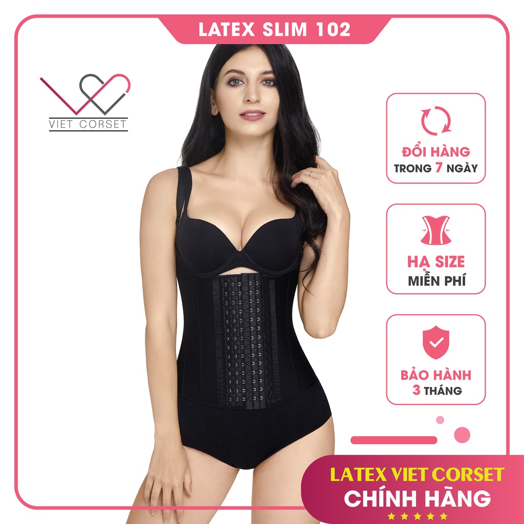 Đai Gen Nịt Bụng Latex Giảm Eo & Mỡ Bụng Latex Slim 102 Việt Corset Chính Hãng - Latex 13 Xương - Hạ size miễn phí