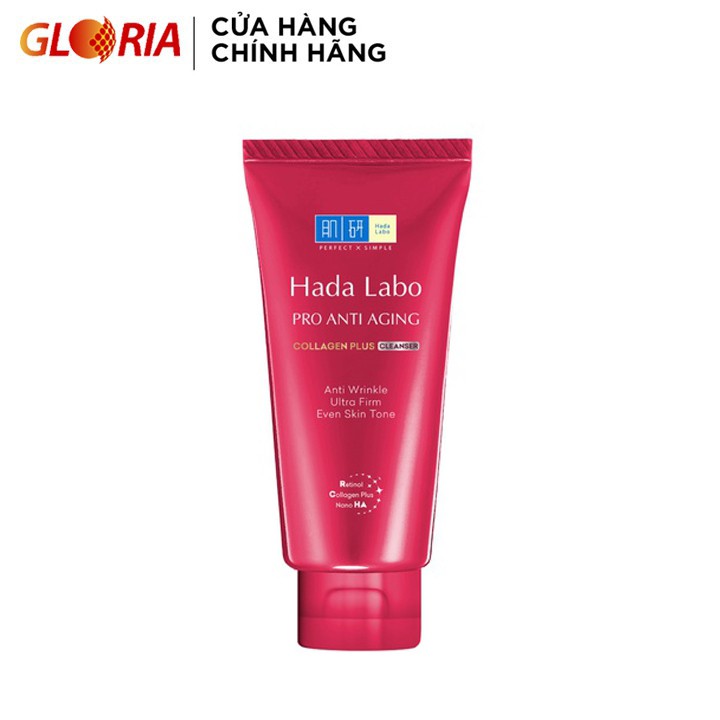 [Mã FMCGMALL - 8% đơn 250K] Kem rửa mặt dưỡng chuyên biệt chống lão hóa Hada Labo Pro Anti Aging Cleanser 80g