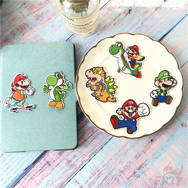 Miếng vá ủi thêu quần áo hình Super Mario đáng yêu