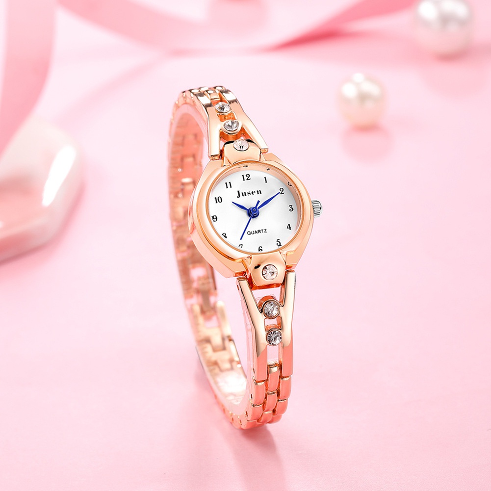 Đồng Hồ Analog Máy Quartz Nữ Mặt Tròn Đính Hột Xoàn