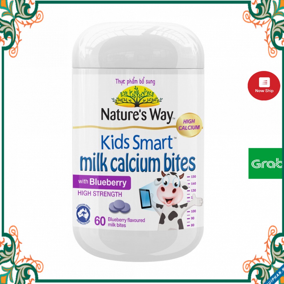 Viên nhai NatureS Way Kids Smart Milk Calcium Bites DHA (Chai 60 viên)