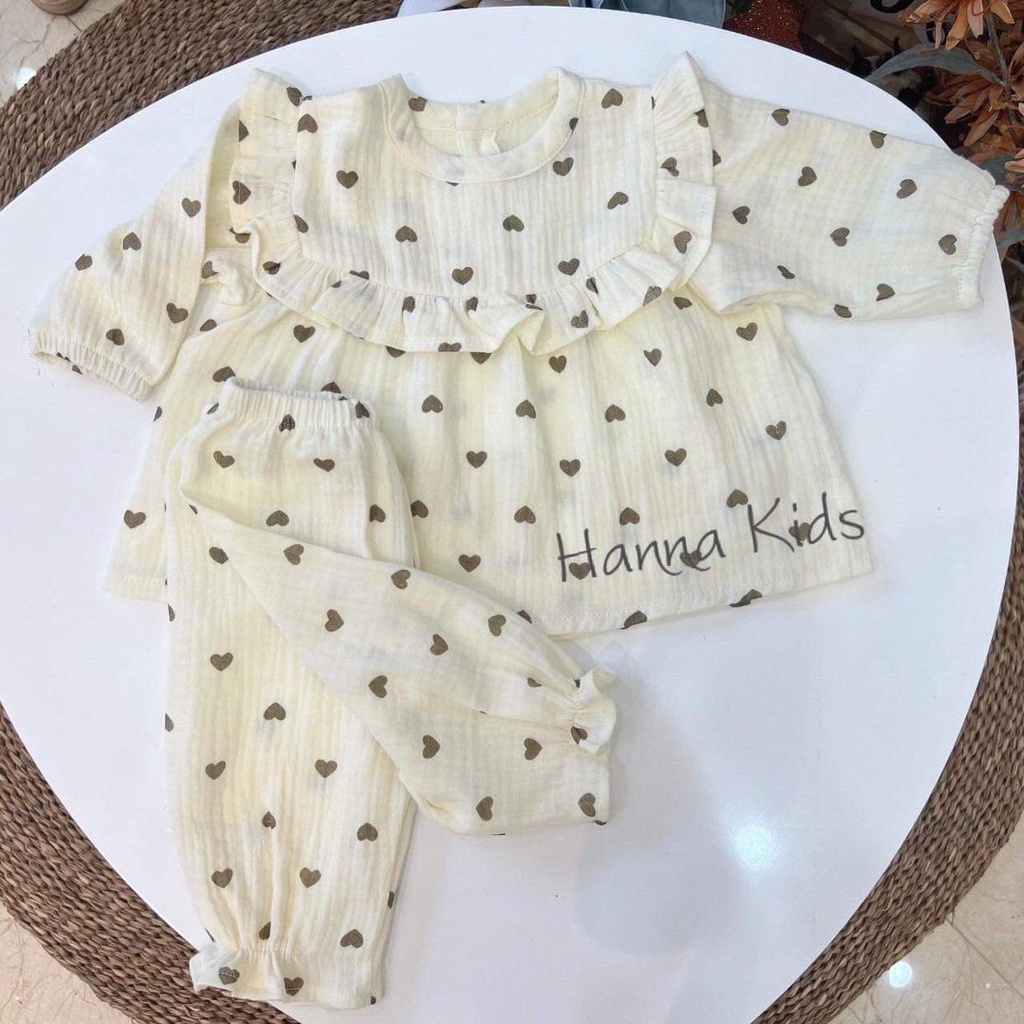 BỘ CÁNH TIÊN DÀI TAY XÔ MUSLIN HỌA TIẾT XINH XẮN CHO BÉ GÁI