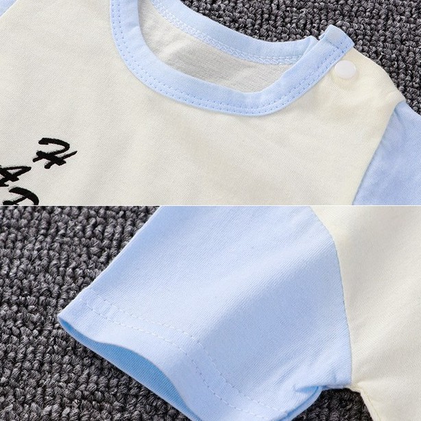 Bộ áo liền quần dài tay chất liệu cotton in hoạt hình dễ thương cho bé