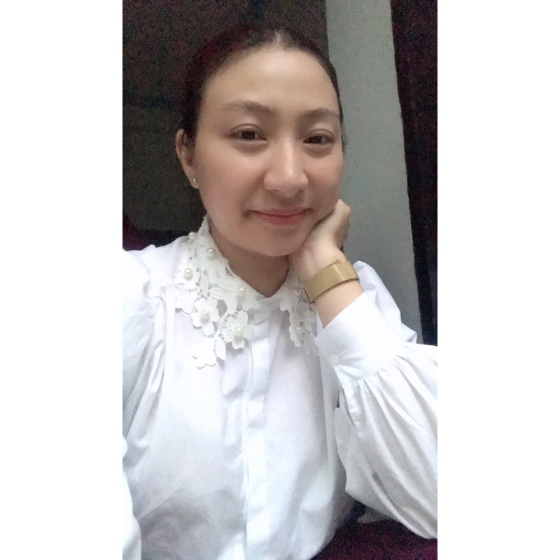 Áo smi zara cổ phối ren hoa đính ngọc Sz M auth newtag