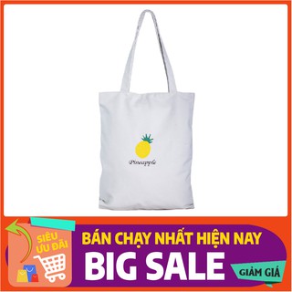 FREESHIP 50K_Túi tote vải mềm nữ chất vải CANVAS in quả dứa (Trắng)