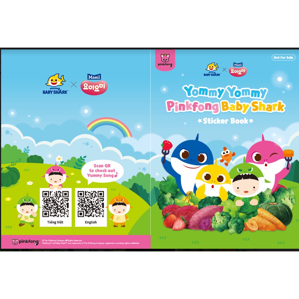 ( HÀNG TẶNG KHÔNG BÁN ) Hình dán Sticker book Yommy Yommy Pinkfong Baby Shark cho bé