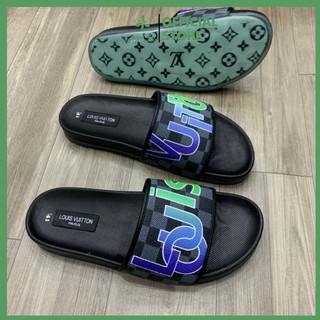 Dép Nam Nữ Quai Ngang, Dép 𝗟𝗩 Thời Trang Đế Xanh Hàng Đẹp