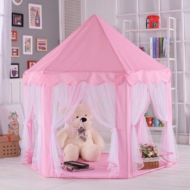 Lều Công Chúa Cho Bé Kiểu Dáng Lục Giác Hàn Quốc Có Rèm Che
