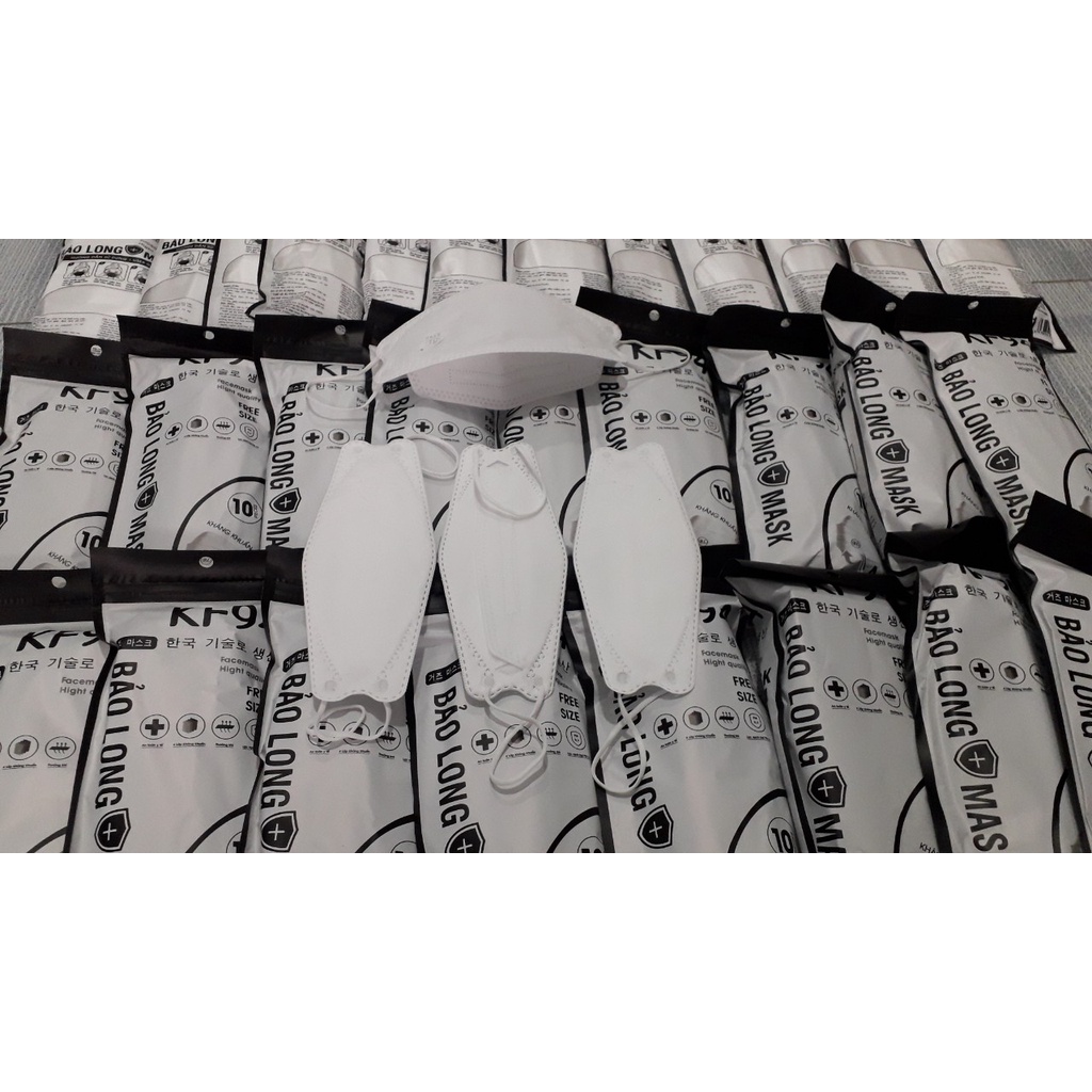 túi 10 cái Khẩu Trang Y Tế 4D KF94 Hàn Quốc Kháng Khuẩn Lọc Bụi Mịn 4 Lớp Không Dệt. Trắng