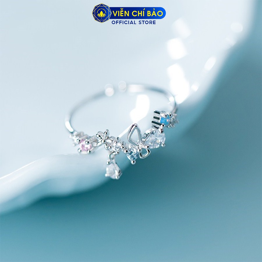 Nhẫn bạc nữ dải hoa đính đá chất liệu bạc 925 thời trang phụ kiện trang sức nữ Viễn Chí Bảo N400752