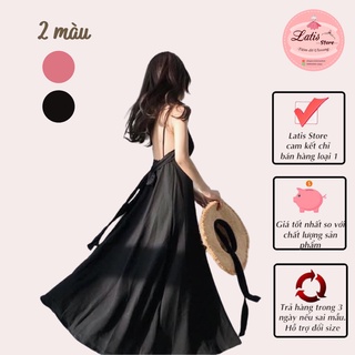 Váy Maxi Dáng Dài Hở Lưng Buộc Nơ Eo 2 Màu Hàng Quảng Châu - Latis Store
