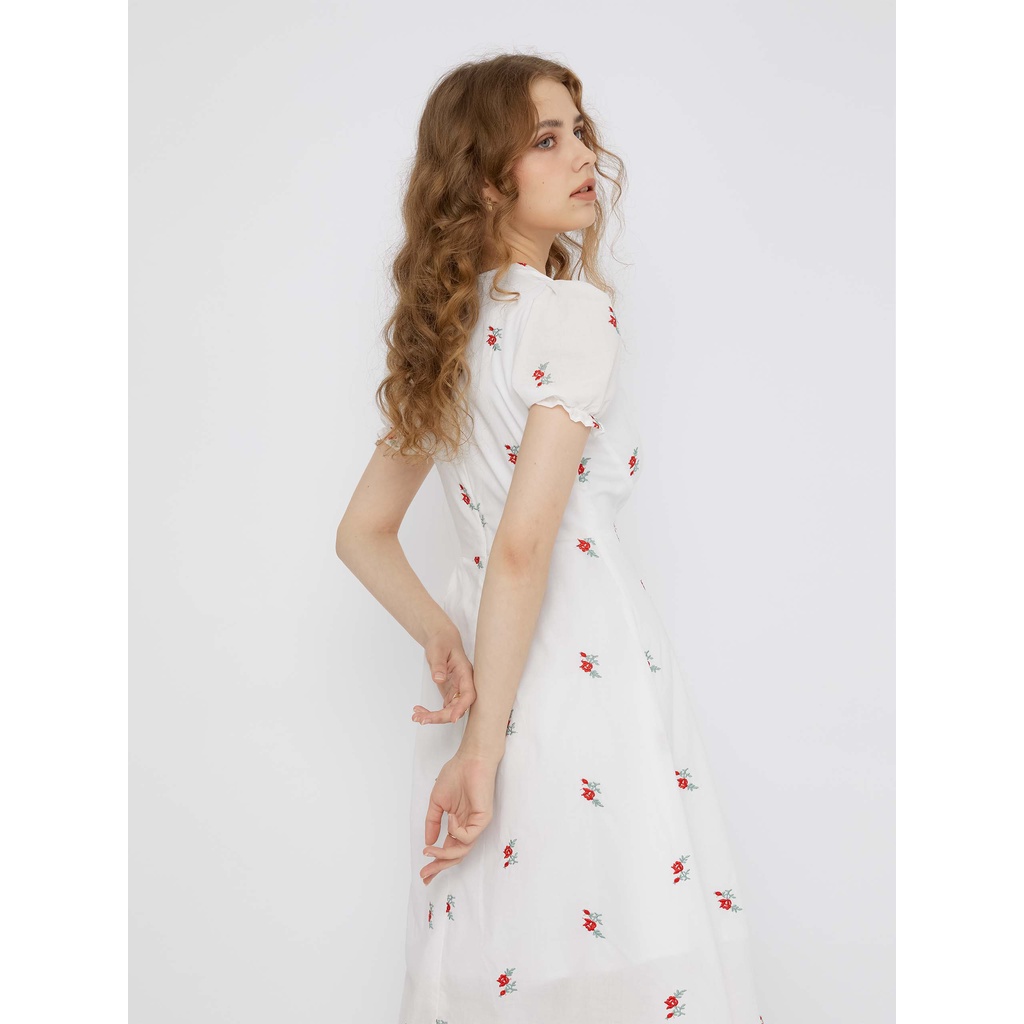 Đầm Nữ Flower Linen White , Chất Xô Linen Thoải mái , WDD000098,SOMEHOW