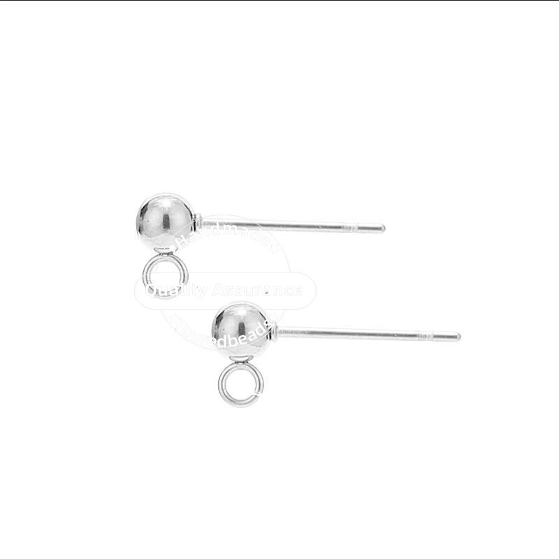 Stud Earring Gold-Ball Hypoallergenic Stainless-Steel DIY 10pcs for Posts