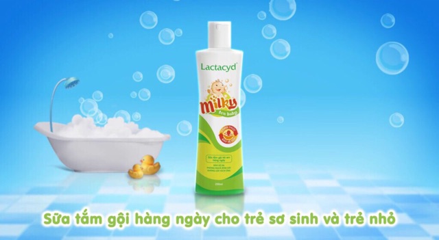 SỮA TẮM GỘI CHỐNG RÔM SẢY LACTACYD MILKY CHO BÉ SƠ SINH 250ML-500ML