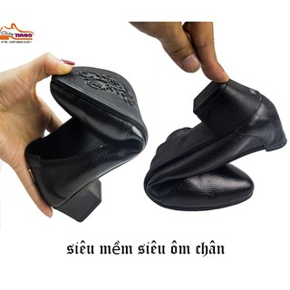 Giày nữ công sở DA BÒ CAO 3CM siêu mềm êm chân