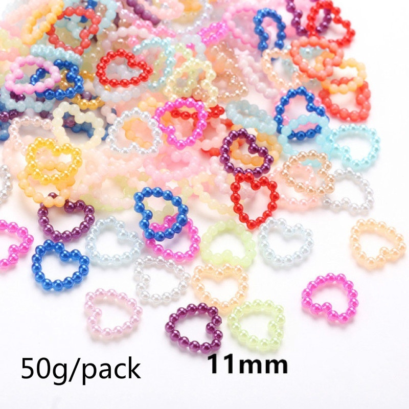 Set 50g phụ kiện ngọc trai giả mặt ưng dẹt 11mm trang trí ốp điện thoại