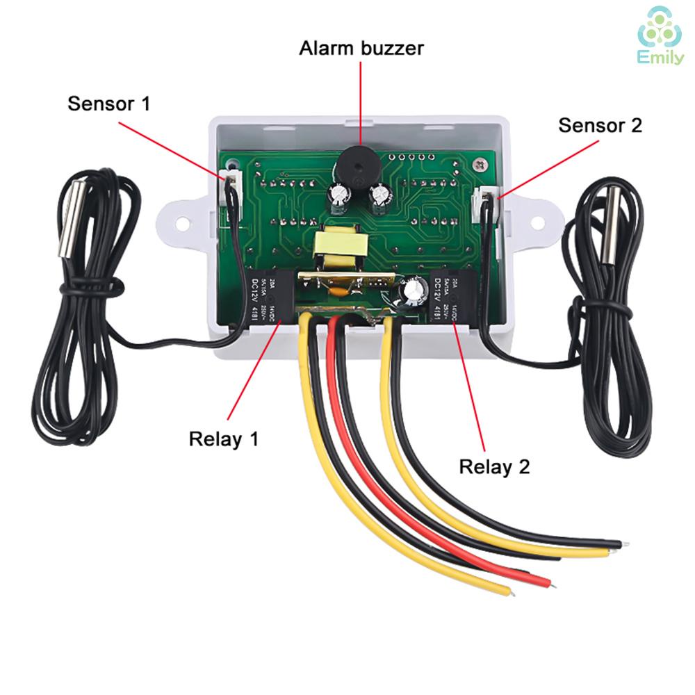 Bộ điều khiển nhiệt độ kỹ thuật số hai rơ le cho máy ấp trứng XK-W1088 DC24V