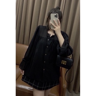 Áo sơ mi cổ bèo tay xoè Bigisize