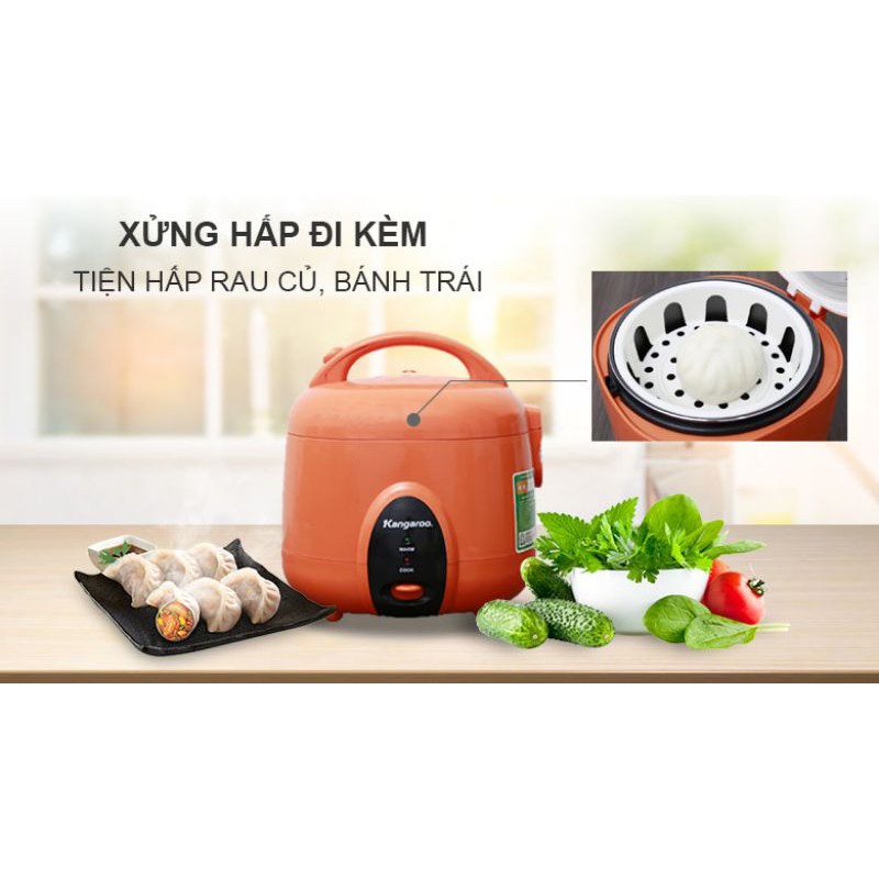 Nồi cơm điện nắp gài Kangaroo 1.2 lít KG826S  -Trưng Bày Mới 99%-Số Người Ăn 2- 4 Người Công Suấ 500 W