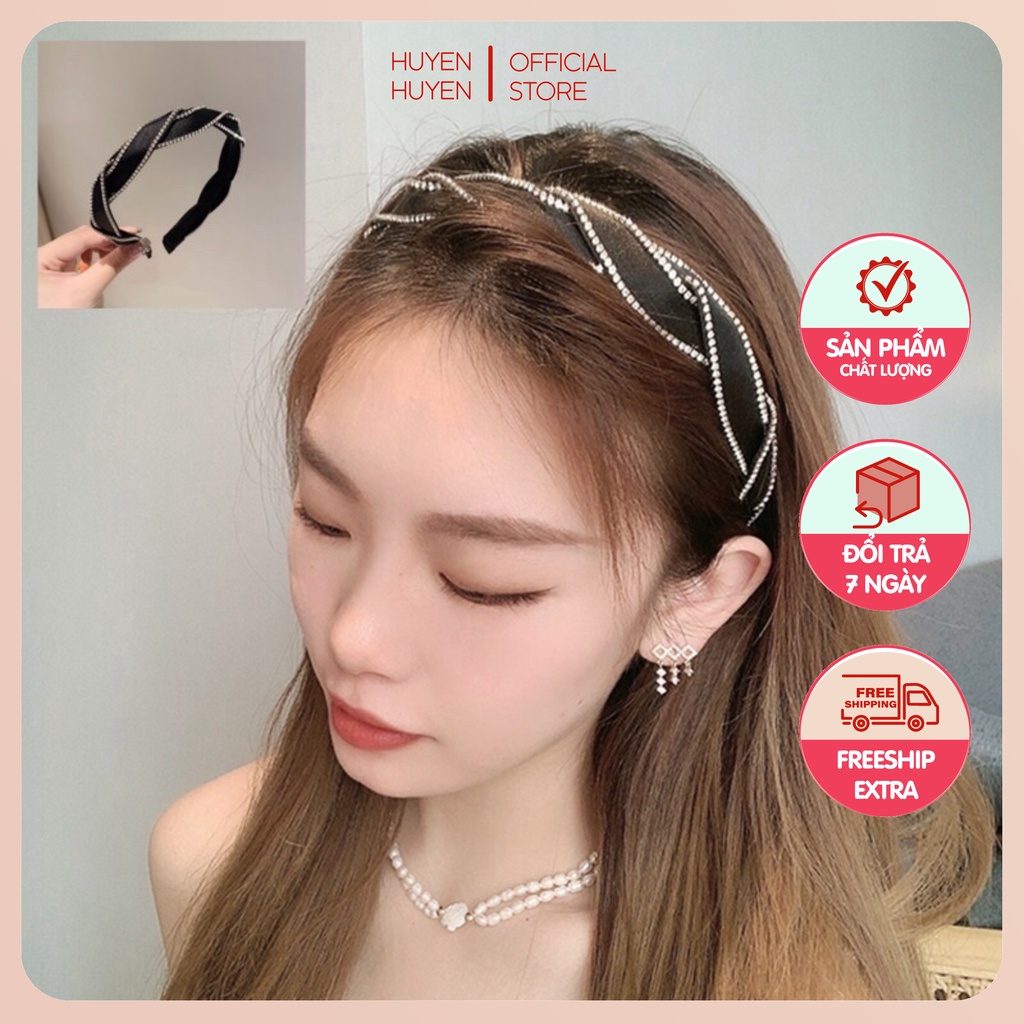 Băng đô tóc xoắn đính đá Hàn quốc