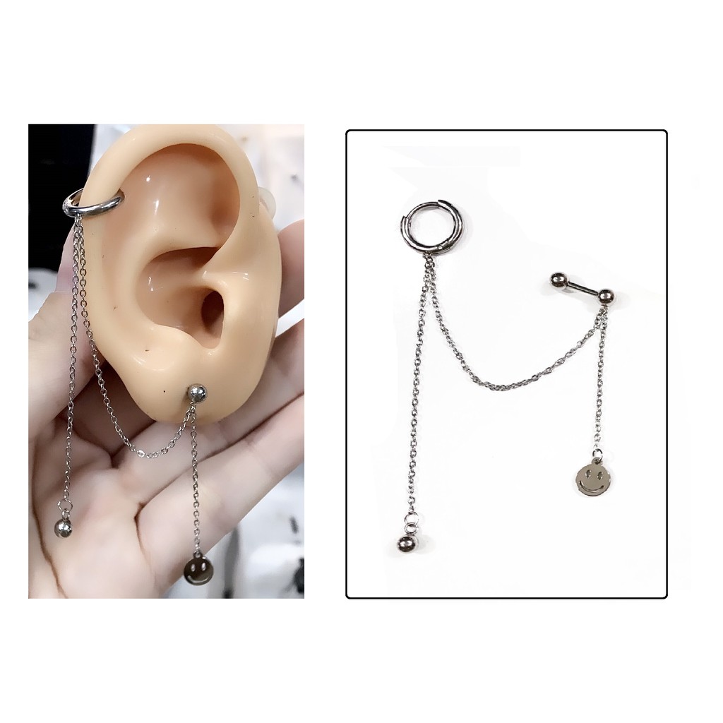 KHUYÊN TAI XÍCH 2 LỖ MIX VÒNG CÁ TÍNH