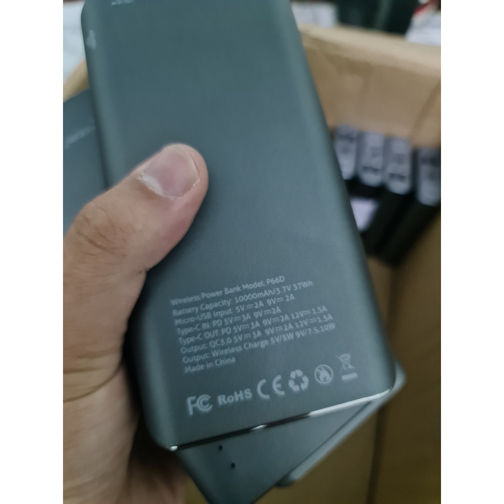 Pin sạc dự phòng không dây Polymer 10.000mAh Type C PD QC3.0 Xmobile P66D Xám