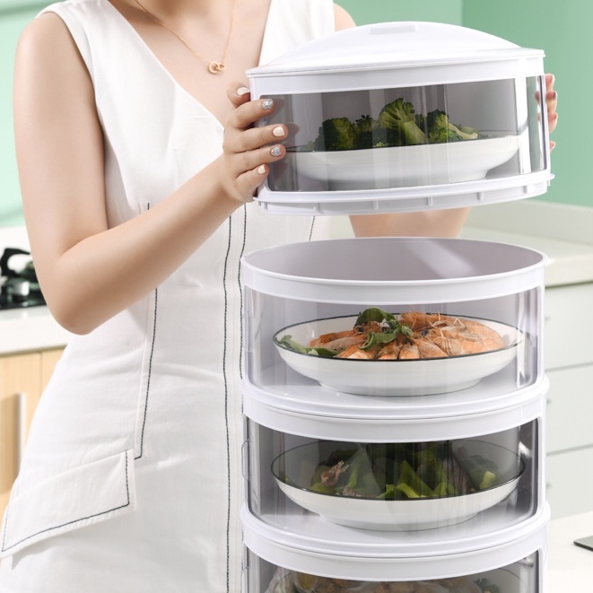 Hàng giao ngay Tấm che lò vi sóng chống bụi Chất liệu ABS Bảo quản nhiệt Nắp có thể xếp chồng lên nhau thực phẩm cho nhà bếp