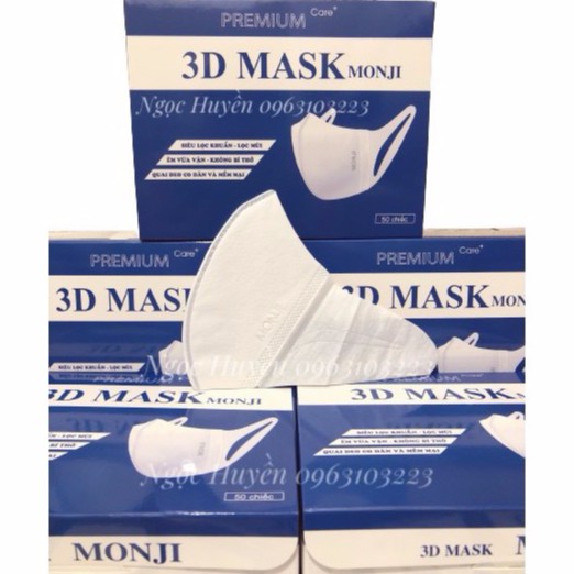 [Rẻ Nhất] Hộp 50 Chiếc Khẩu Trang 3D Mask Monji Chính Hãng Thời Trang, 5D Mask Hottrend