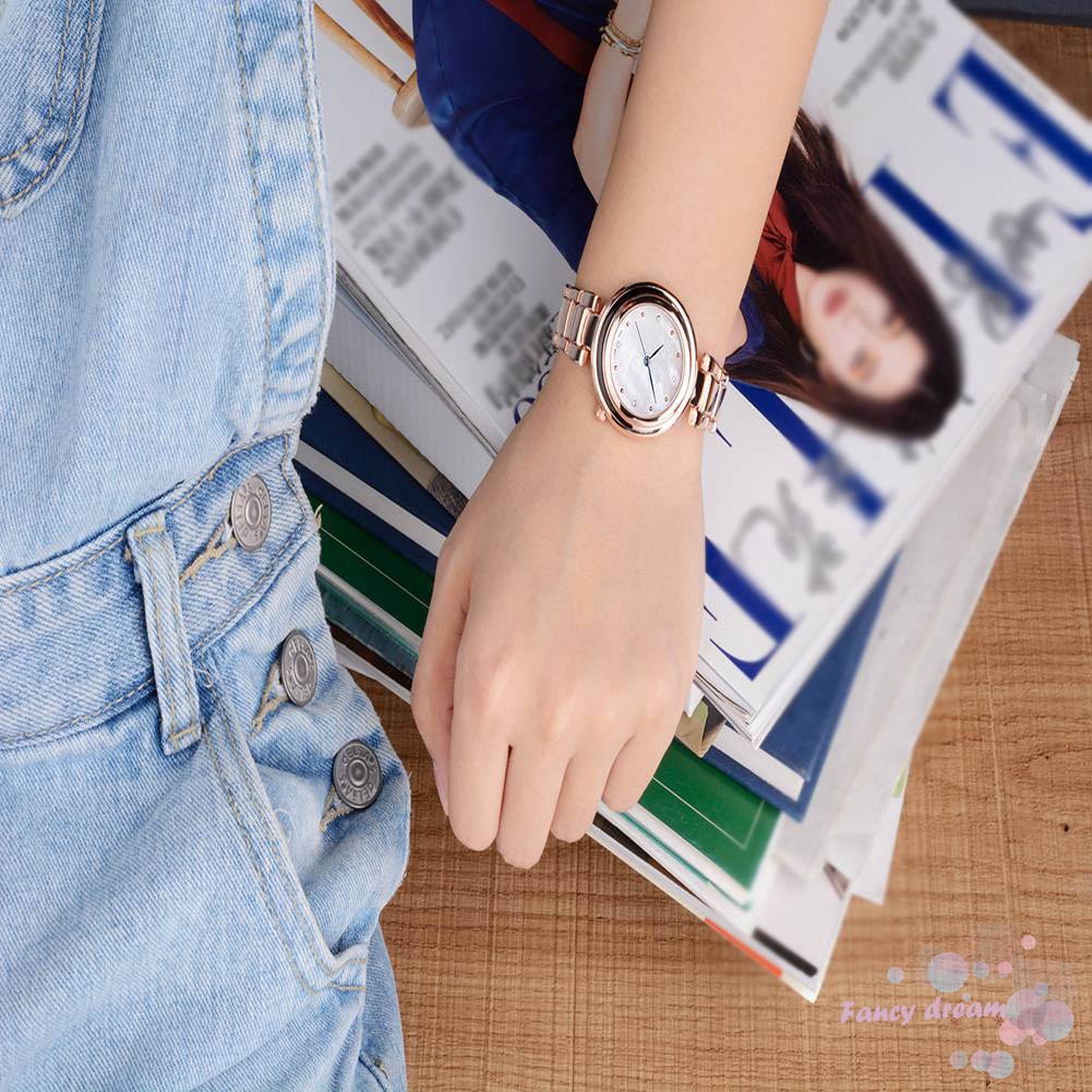 Đồng Hồ Đeo Tay Chống Nước Mặt Tròn Đính Đá Thời Trang Cho Nữ