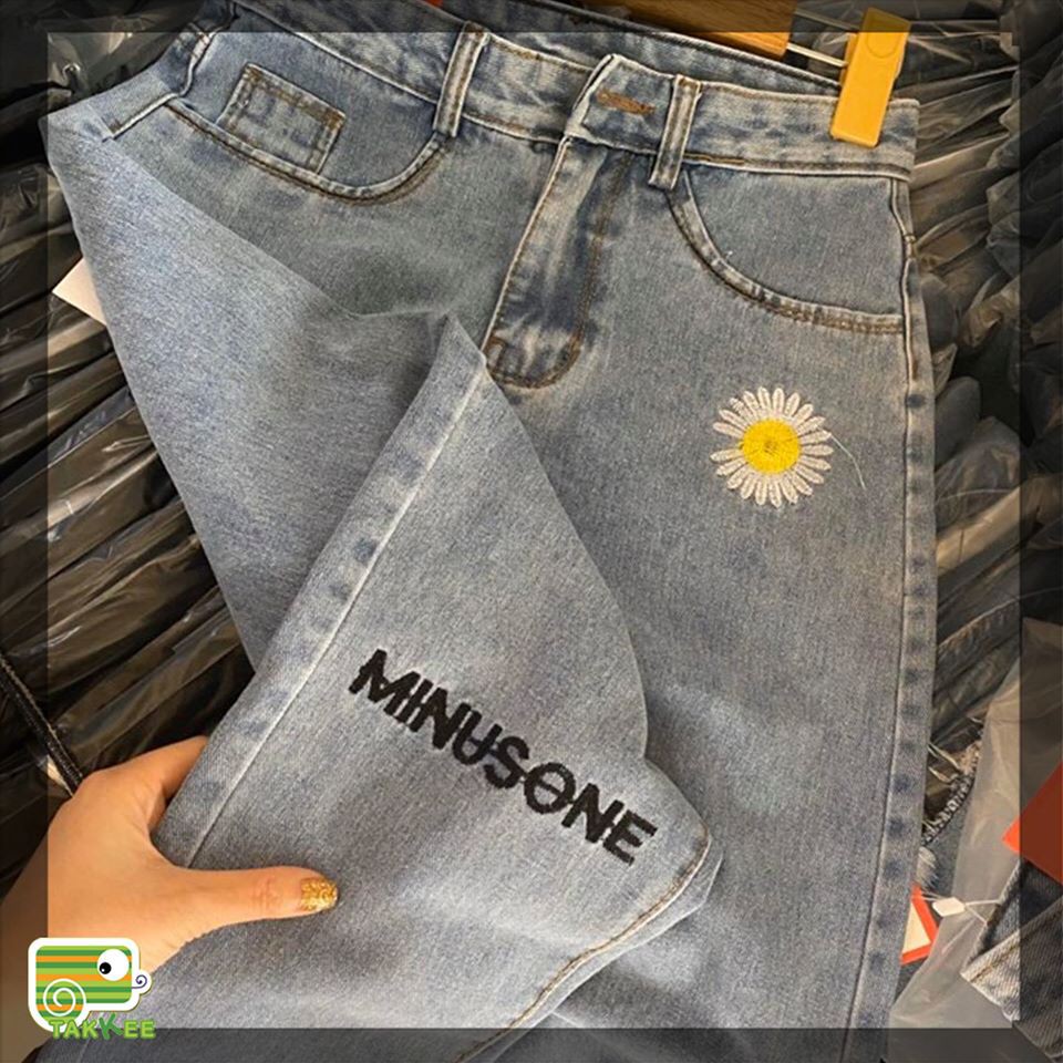 quần jeans, quần beggy thêu hoa cúc siêu hot 2020