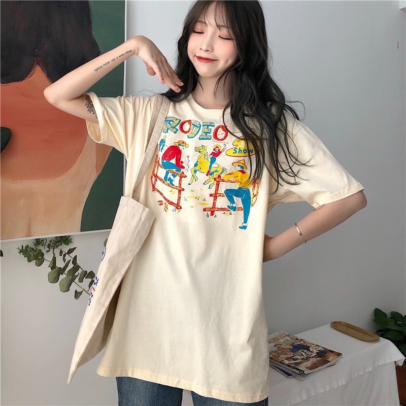 ÁO THUN UNISEX TAY LỠ CÁ ĐỘ ĐUA NGỰA HAY SAO Á - FREESIZE