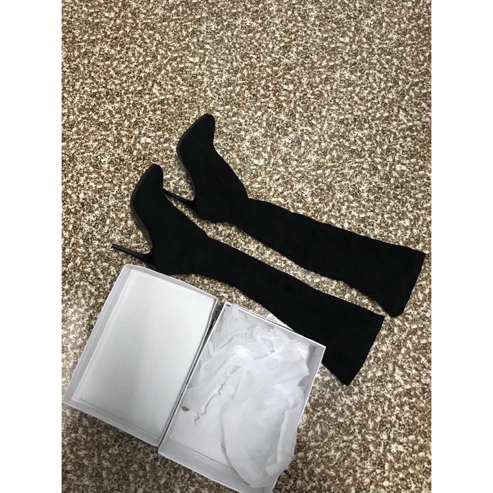 Bốt Đùi Da Lộn Qua Gối Gót Nhọn Cao Cấp Không Dây Không Khóa Form Nhỏ Ôm Chân Mã P02 Shop Phương Nhi