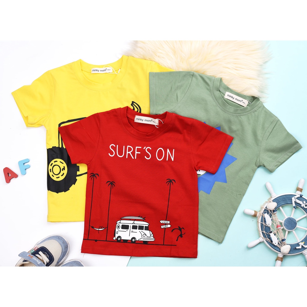 Áo phông cotton Hè Minky mom in hình siêu dễ thương cho bé trai bé gái   Quần áo trẻ em