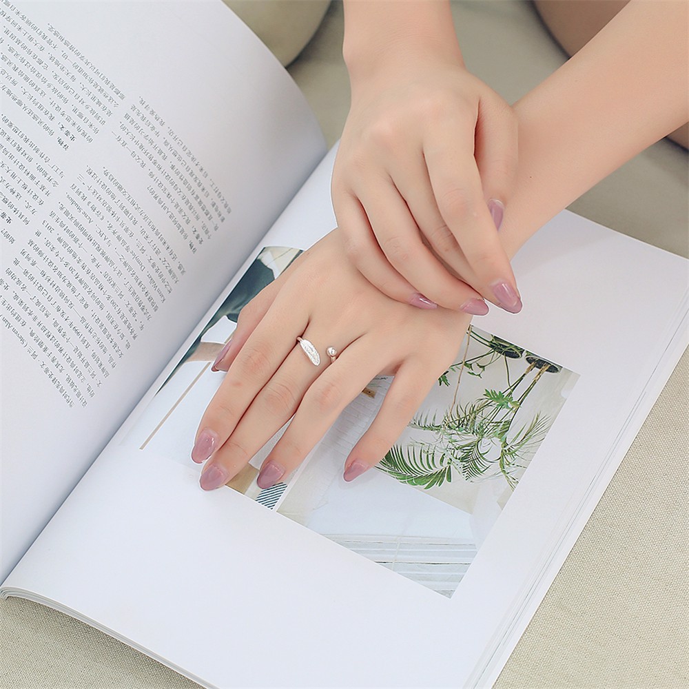 Nhẫn Bạc Ta Hình Lông Vũ Siêu Đẹp