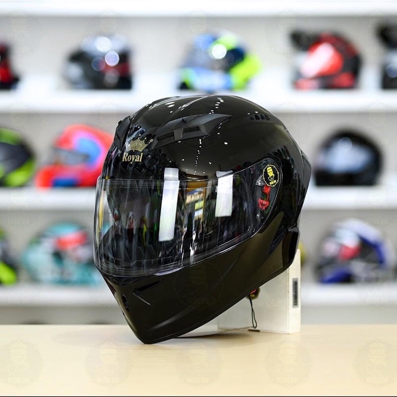 Mũ nón bảo hiểm Fullface Royal M266 2 kính chính hãng cao cấp đen trơn bóng nhám mờ tem bảo hành moto phượt trùm đầu