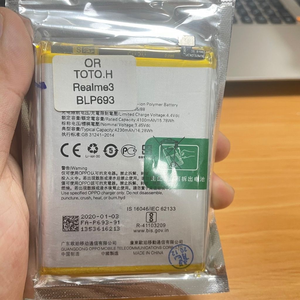 Pin Realme 3 BLP693 Dung Lượng 4230mAh Hàng Zin Nhập Khẩu Bảo Hành 6 Tháng 1 Đổi 1