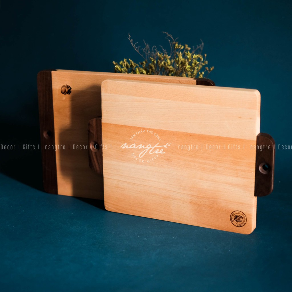 Thớt gỗ trang trí tay cầm - Thớt gỗ beech tay cầm mới- Wooden cutting board