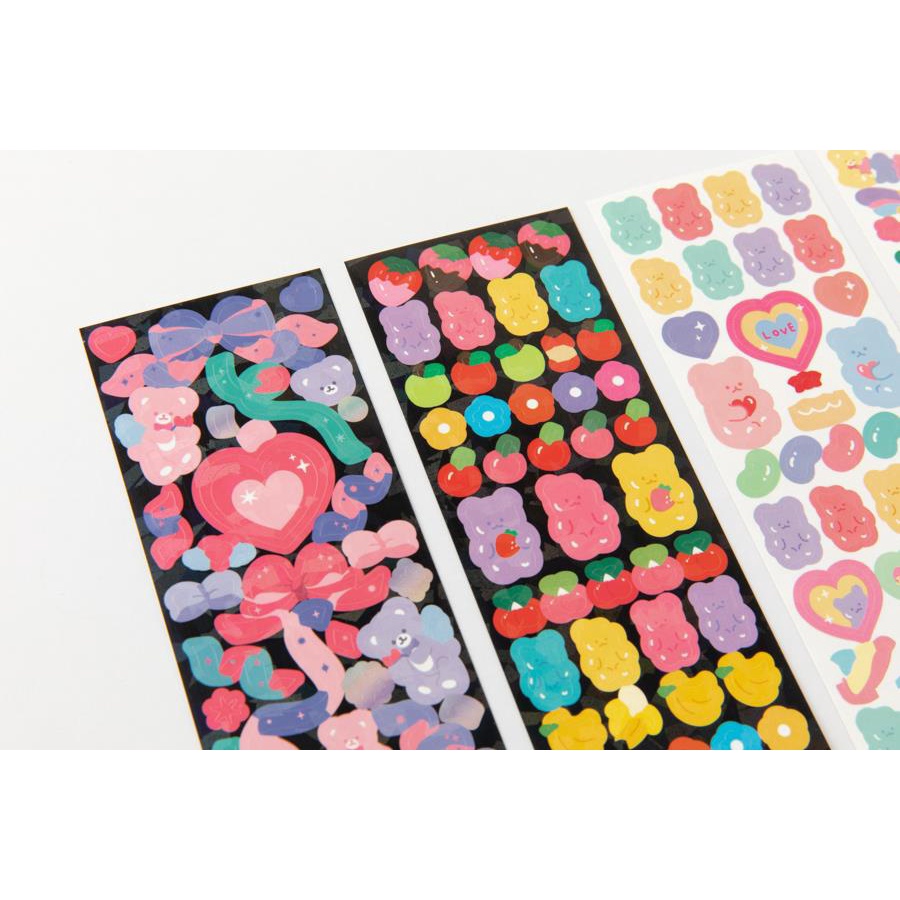 Set 9 Tấm Sticker ARTBOX Hàn Quốc Hologram Lấp Lánh Họa Tiết Dễ Thương Phong Bì Màu Xanh