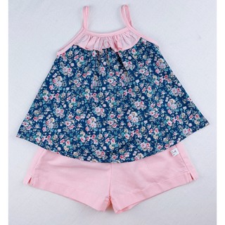 SET ÁO HAI DÂY HOA XANH QUẦN LINEN HỒNG SOFIA CANDY