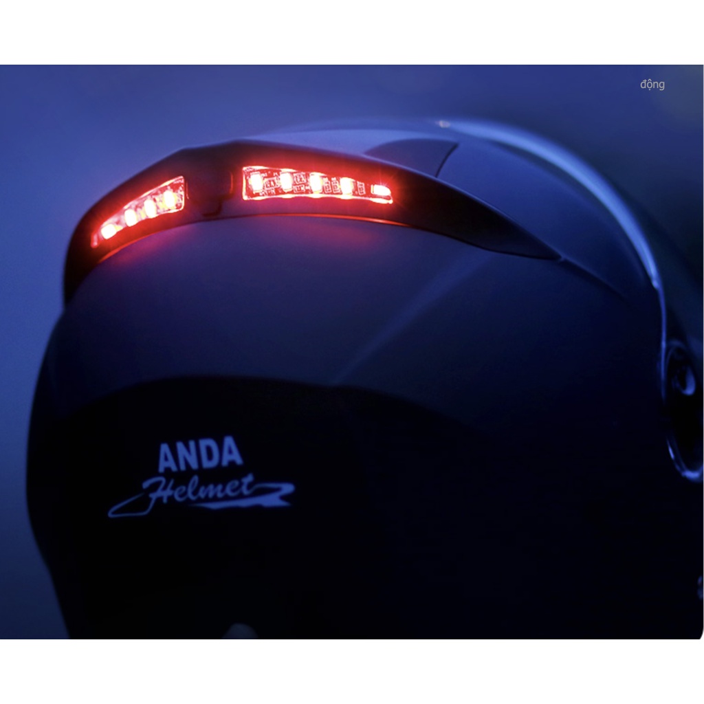 Nón bảo hiểm full face lật hàm 2 kính AD Helmet + LED đuôi